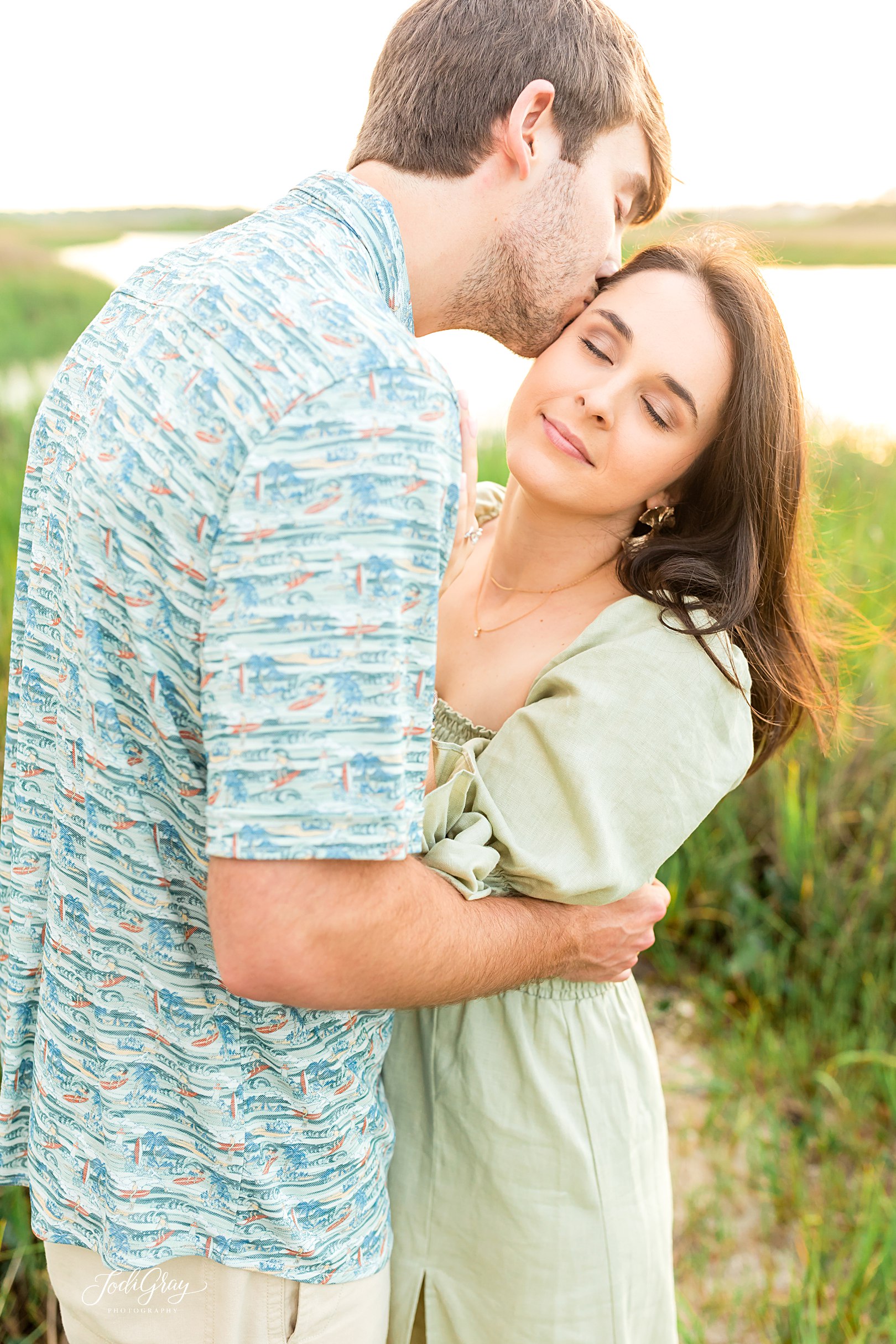 Golden hour at Wrightsville Beach engagement session